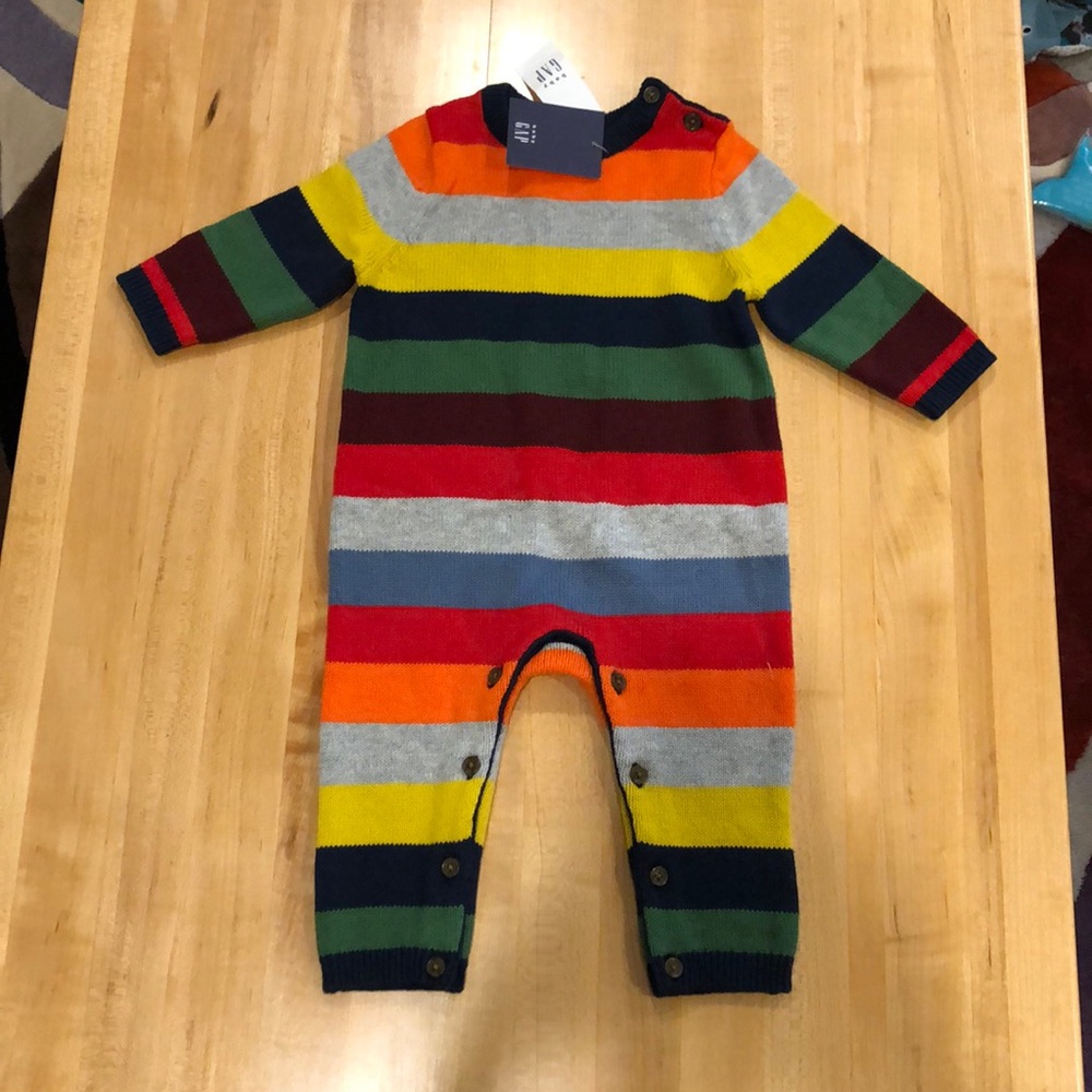 New GAP crazy stripe knit one piece 3-6 months